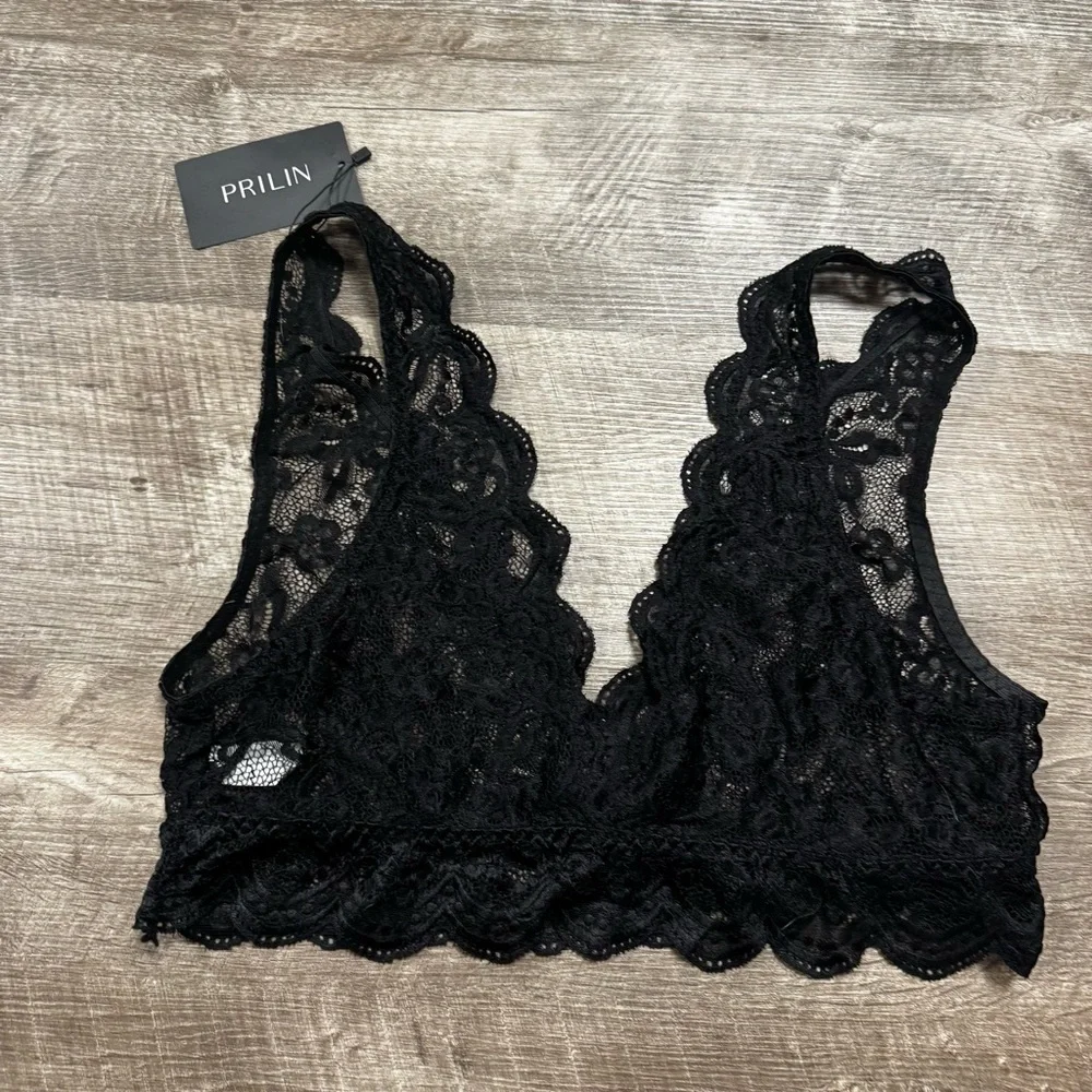 PRILIN Black Lace Bralette Size 2XL